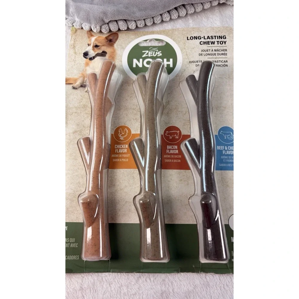 Ultimate Pet Enrichment Bundle: Zeus Nosh 3-Pk Chew Sticks Treat Puzzle Squeaky